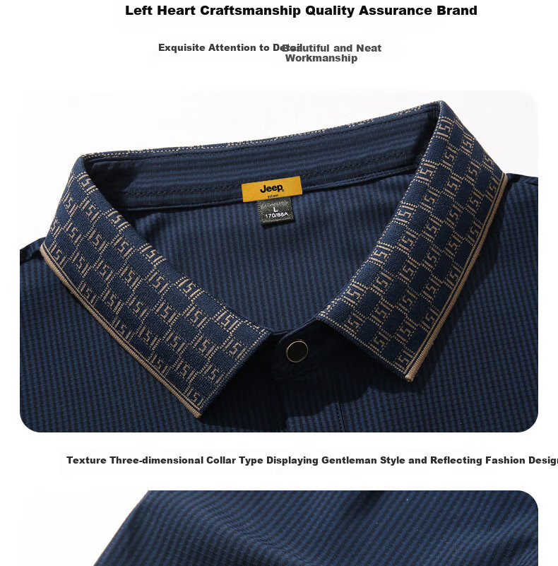 JEEP Short-Sleeve Polo Shirt T-Shirt for Men, Father's Day Gift, Turn-Down Collar, Summer Casual, Middle-Aged And Young, New Style, Business Casual Loose Half-Sleeve 13