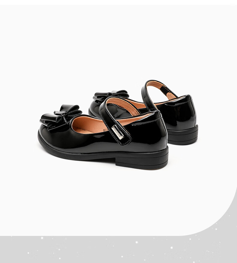 Aokang Girls' Leather Shoes 2025 Spring New Soft Bottom Mary Jane Princess Shoes Girls' Fashion Black Performance Shoes 5