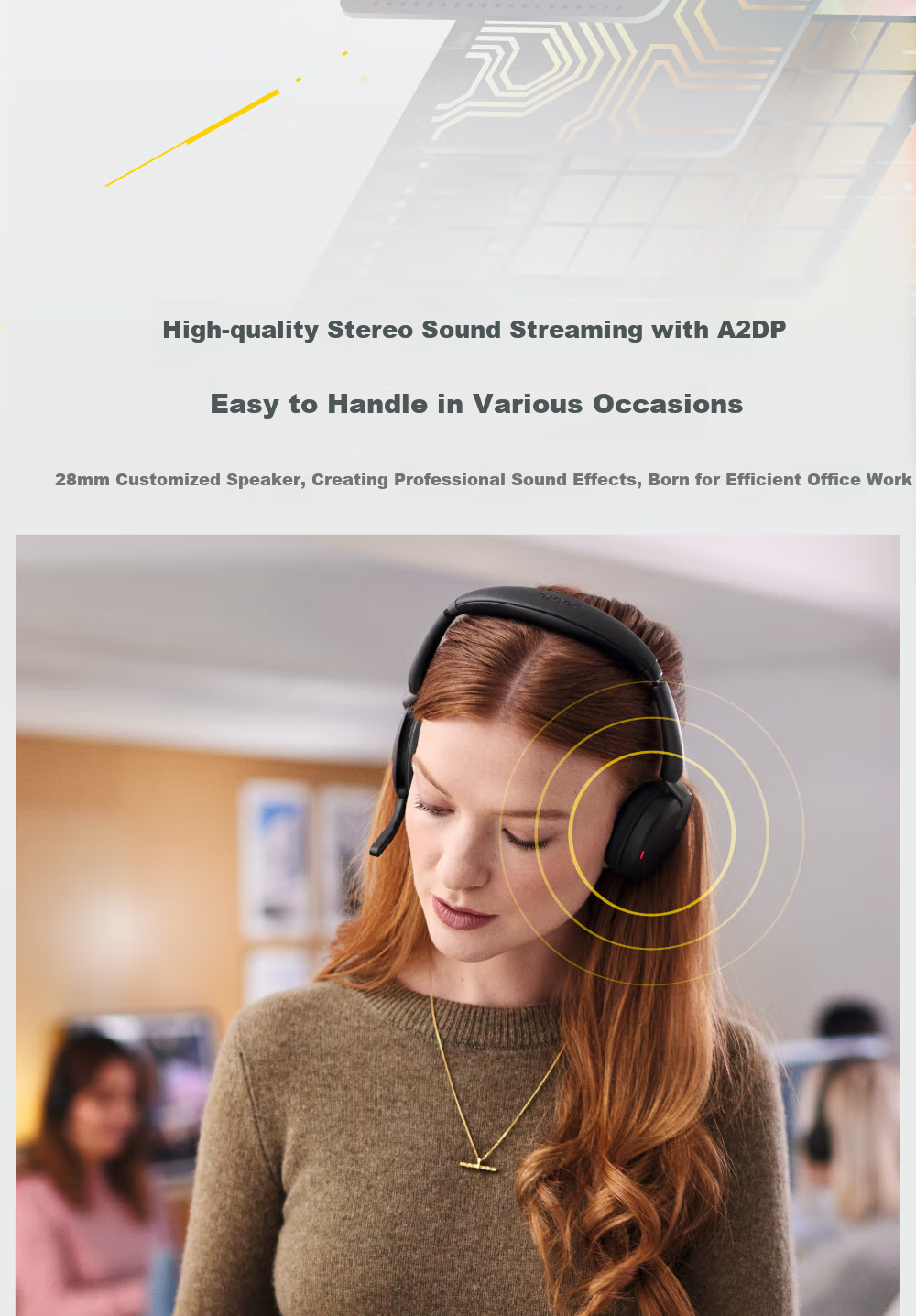 Jabra Evolve2 65 Flex UC Wired Headset with Wireless Charging Dock for Computer Office Meetings, Customer Service Calls, Online Education, Bluetooth Noise-Cancelling Headphones 5