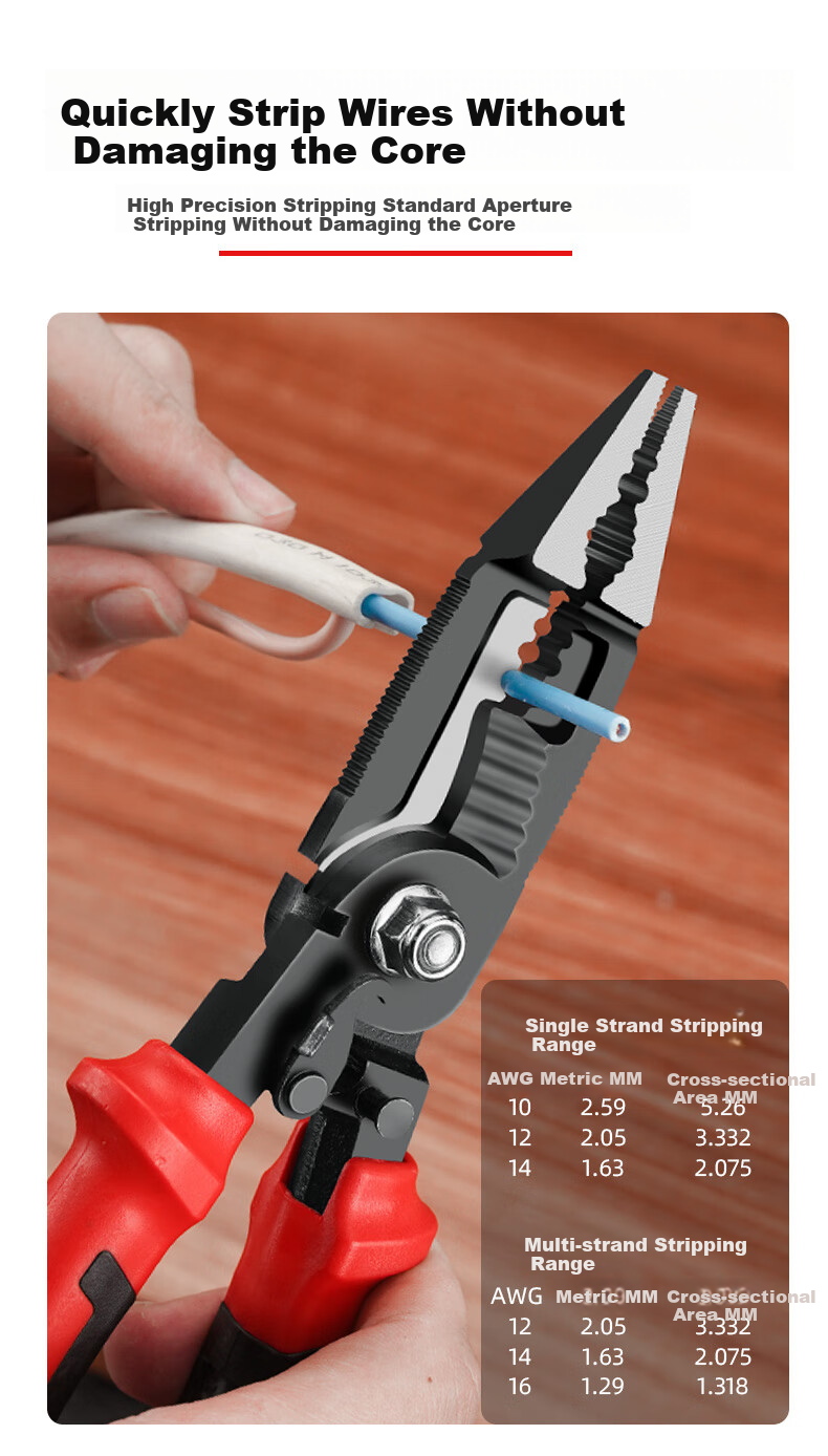 DELIXI Multi-Functional Wire Stripping Pliers, Electrician's Pliers, Wire Cutters, Cable Strippers, Electronic Crimping Pliers, And Tool Set 2