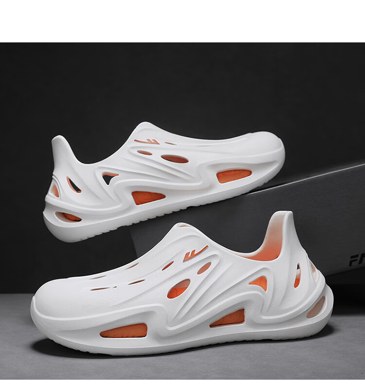 Warrior Official Men's Summer New Hole Shoes Non-slip Outdoor Beach Sandals White Black Size 44 13