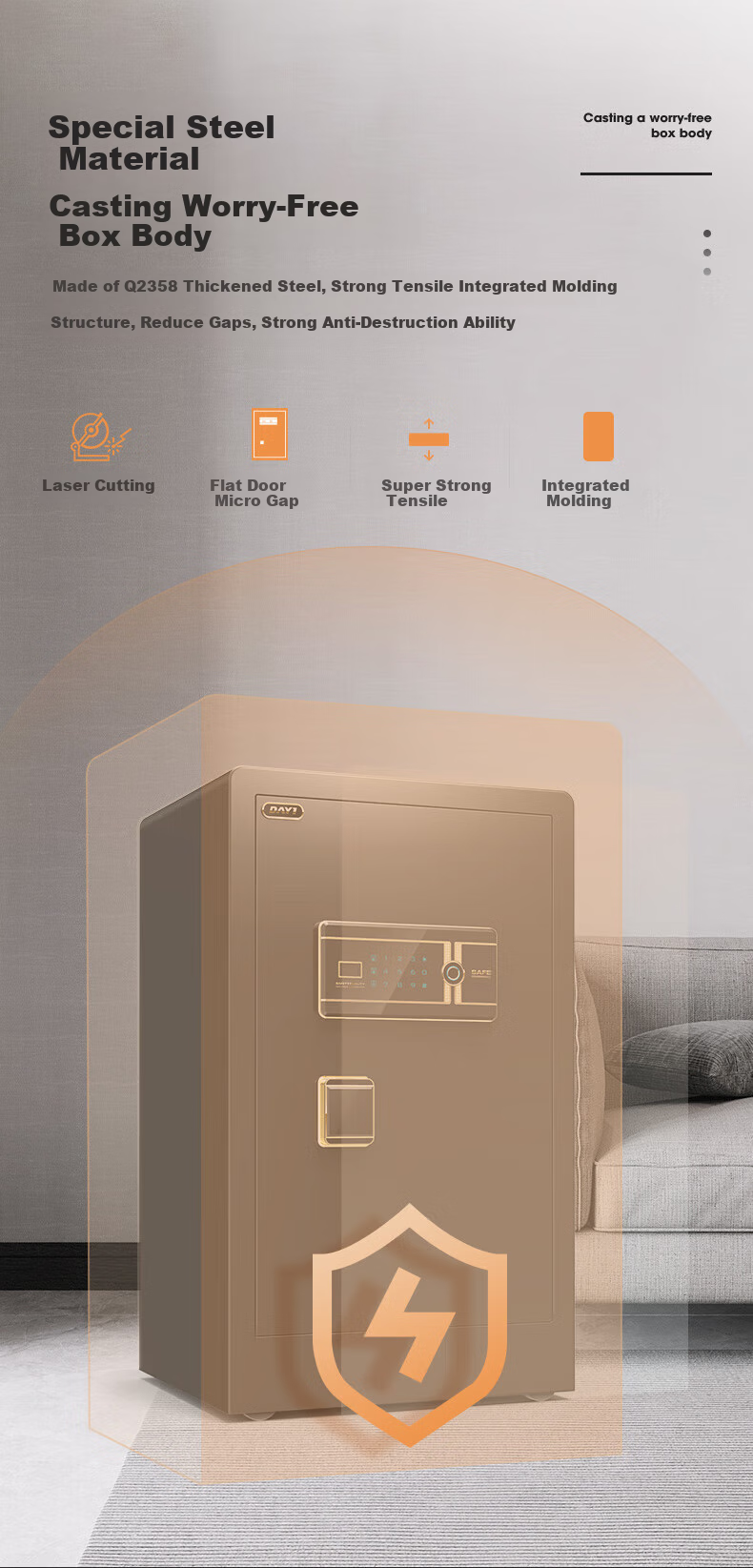 DAYI Safe 45/60cm Fingerprint Password Small Safe for Home Office Finance Use, Bedside Storage Box with WiFi, All-Steel Anti-Theft Desig 17