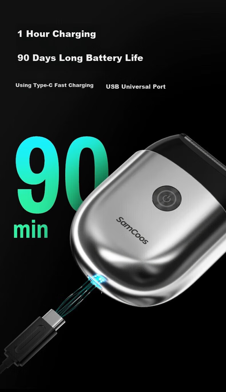 SAMCOOS Portable Electric Shaver for Men, 2026 New Model Reciprocating Three-Blade Head with Alloy Body, Travel Car-Mounted Gift for Boyfriend, Husband, Father, Birthday Present 8