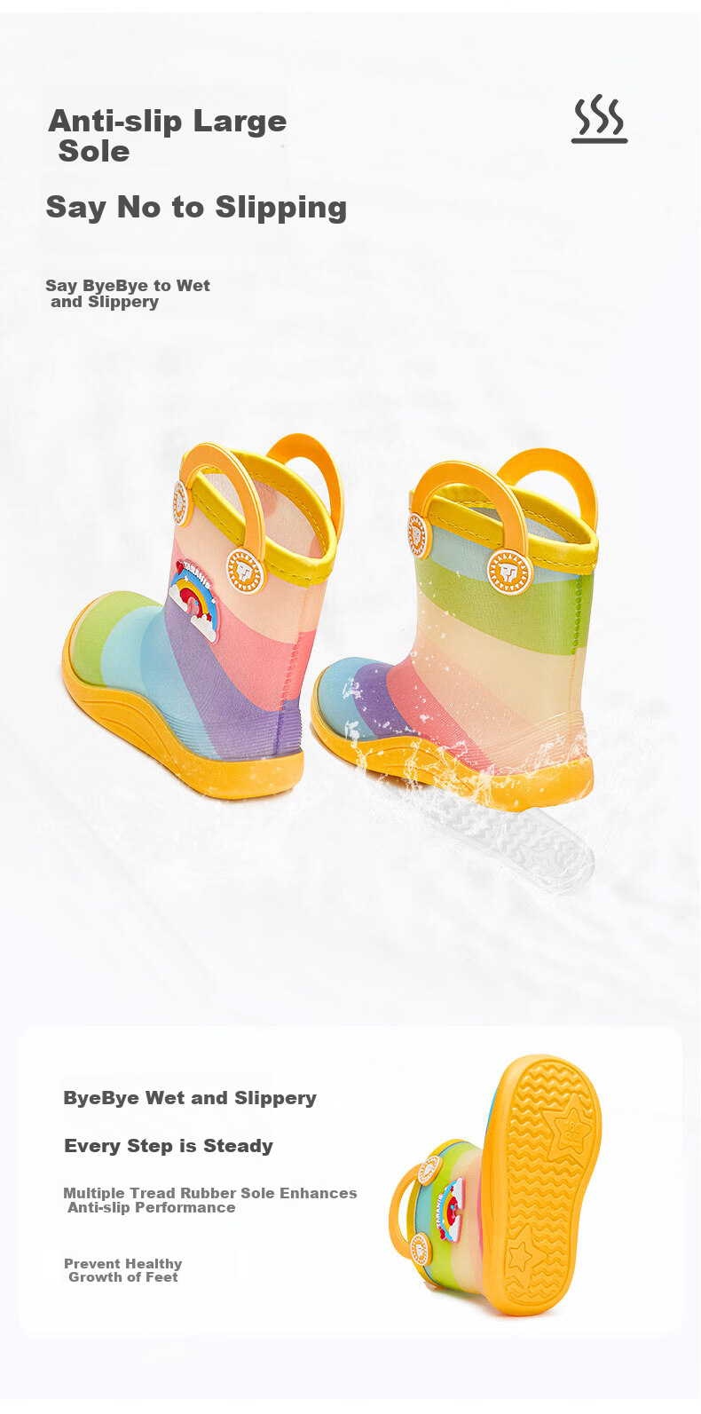 TARANIS Kids Rain Boots Boys Soft Sole Non-Slip Water Shoes Girls Yellow/Color Size 28 6