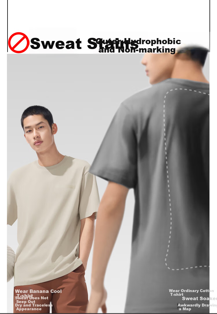 Beneunder Men's Short-Sleeve Summer Outdoor Breathable Sports T-Shirt, Sweat-Resistant Multi-Functional Round Neck T-Shirt DR618 5
