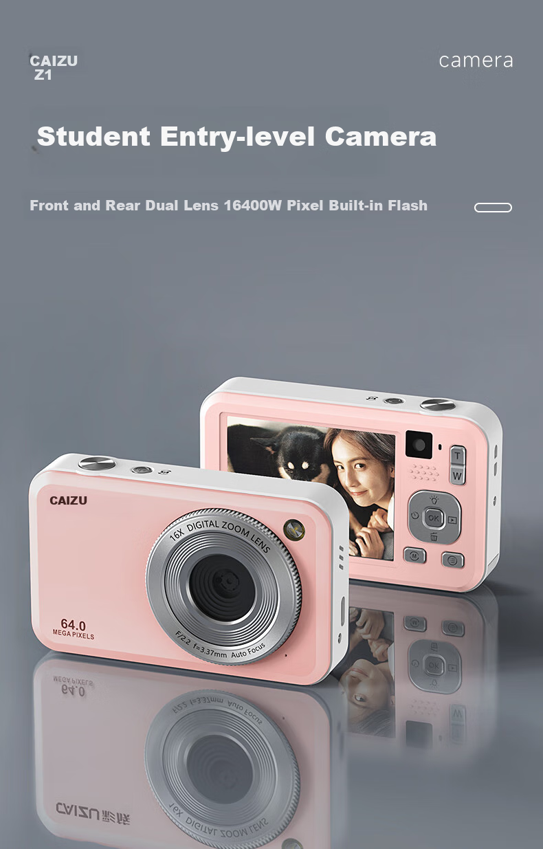 CAIZU Z1 Dual Rear Cameras 6400W Pixel Digital Camera Selfie Vlog Compact Camera for Students to Transfer Photos to Phones Alternative CCD Camera Birthday Gift Present 1