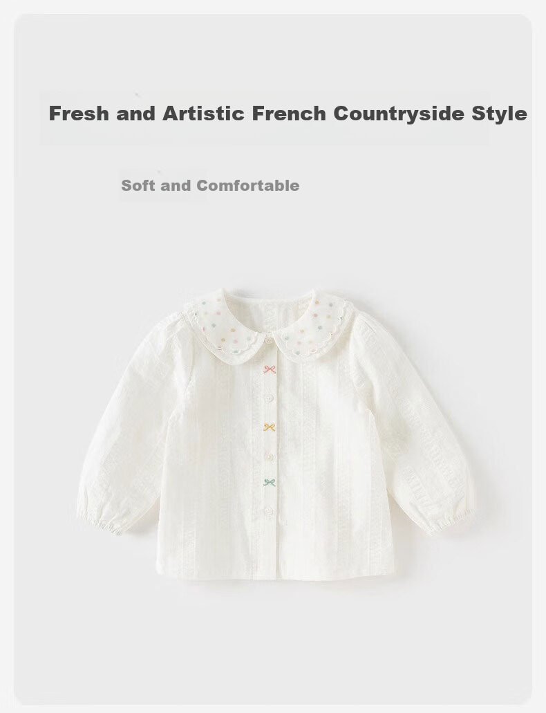DAVE & BELLA Girls' Long-Sleeve Shirt, Baby Cotton Blouse, Autumn Wear, Children's Stylish Base Layer Top 1