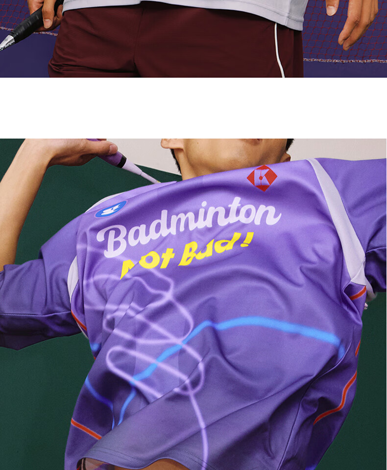 KUMPOO ACT251607 Unisex Breathable Quick-Dry Badminton T-Shirt Purple Size S 20