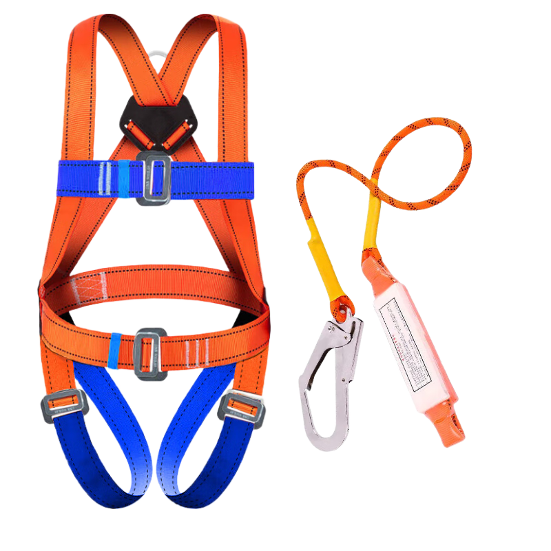 Jingte [Jingcang Speed Delivery] Five-Point Safety Harness 2 Meters (Single Large Hook with Shock Absorber Pack), Safety Rope, Fall Protection Buckle, High-Altitude Work Safety Harness