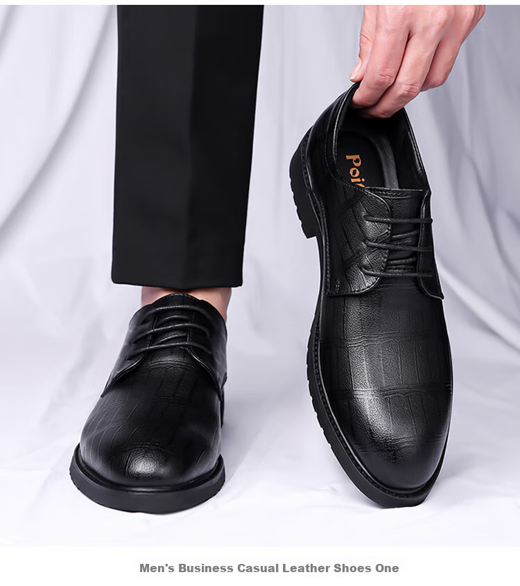Poitulas Men's Lace-Up Business Casual Shoes, Comfortable Versatile Formal Shoes, Trendy Wedding Shoes for Men, 6888 Black, Size 42 4