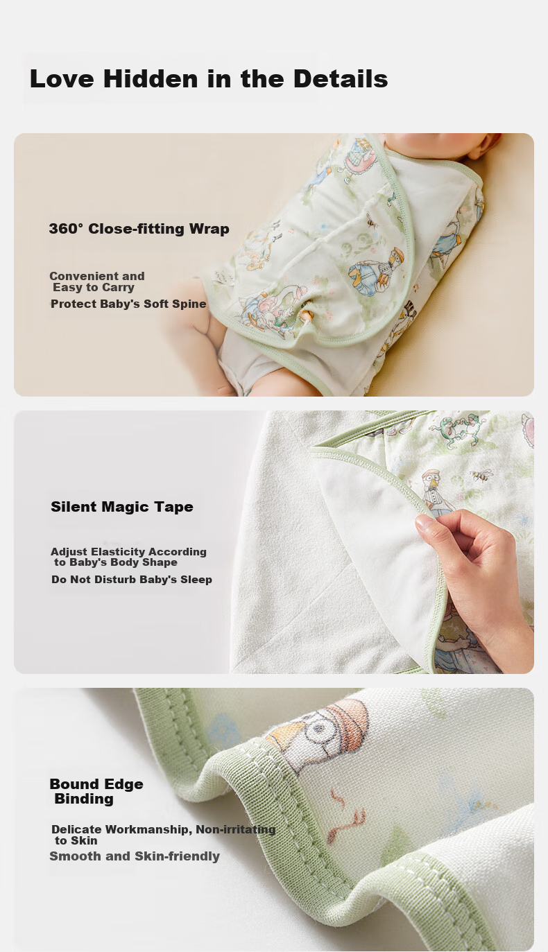 EMXEE Baby Anti-Startle Swaddle, Summer Newborn Infant Swaddling Blanket, Sleeping Bag for All Seasons, Dream Playground Design, 30x74cm 15