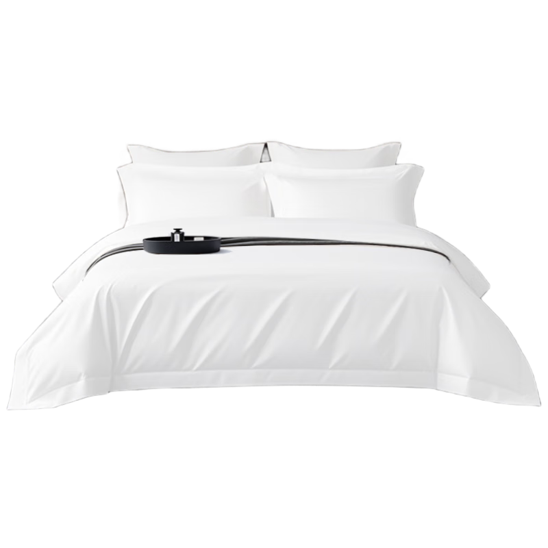 ZiiU Hotel Four-Piece Set, White Four-Piece Bedding Set, Purchase for Reception, Durable, Wrinkle-Resistant, Anti-Static, White, for 1.8-Meter Bed