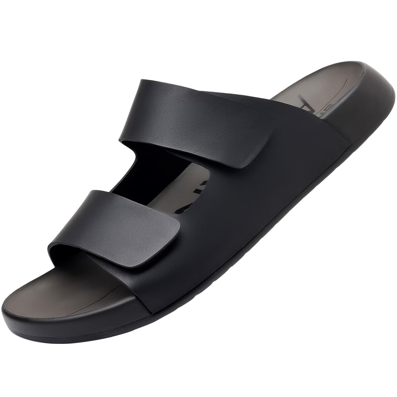 Aokang New Men's Birkenstock Sandals Summer Casual One-strap Soft Sole Beach Shoes Black Size 42