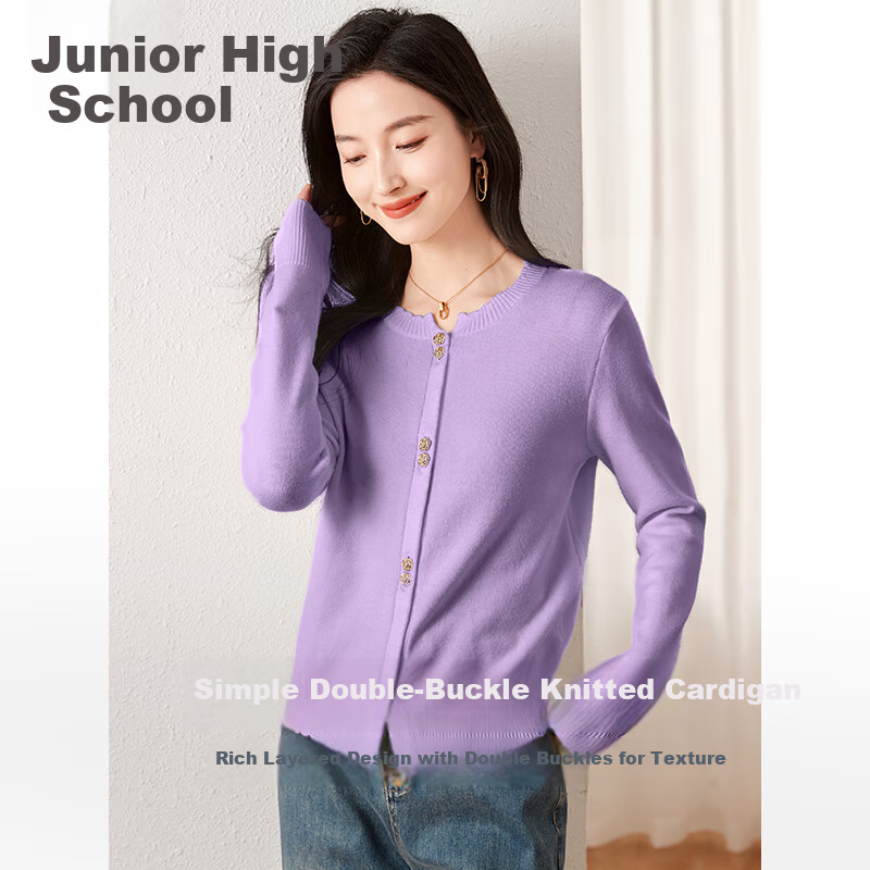 Chushen Autumn And Spring Women's Knit Sweater, Fashionable Simple Round Neck, Exquisite Button Knit Cardigan Sweater Coat S13KZ1682