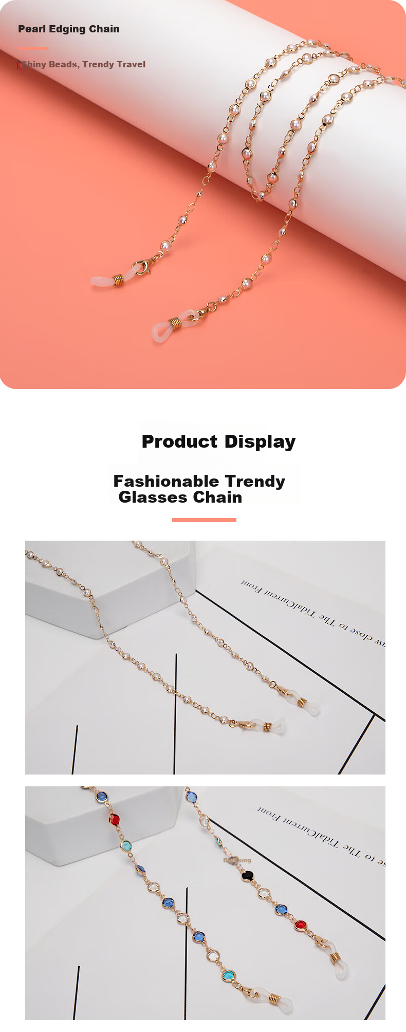 DRATRA Eyeglass Chain, Neck Strap for Women, Anti-Slip Chain for Reading Glasses, Handmade Beaded Accessory 4