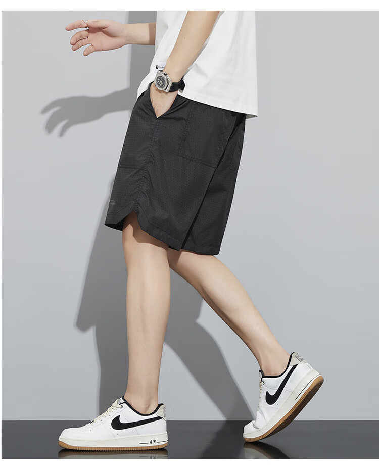 JEEP SPIRIT Men's Shorts, Ice Silk Quick-Dry Sports Summer Casual Pants, Loose-Fitting Knee-Length Shorts, Thin Mid-Length Trousers for Outdoor Wear 13