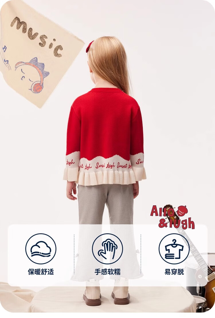 Allo&lugh Sweet Style Pullover Sweater Autumn Girls Cartoon Print Knitwear Pink 140 1