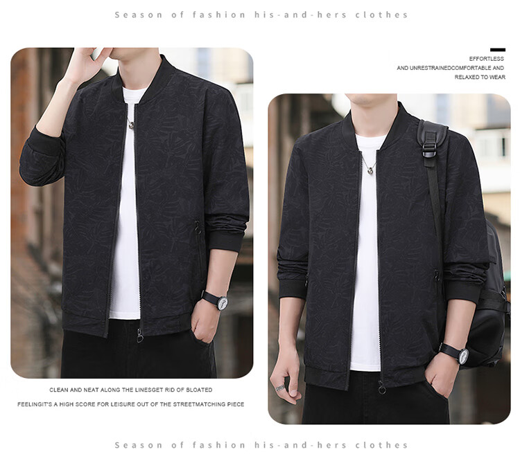 TUCANO Men's Spring Autumn Baseball Collar Camouflage Jacket Outdoor Casual Comfortable Black 3XL 10