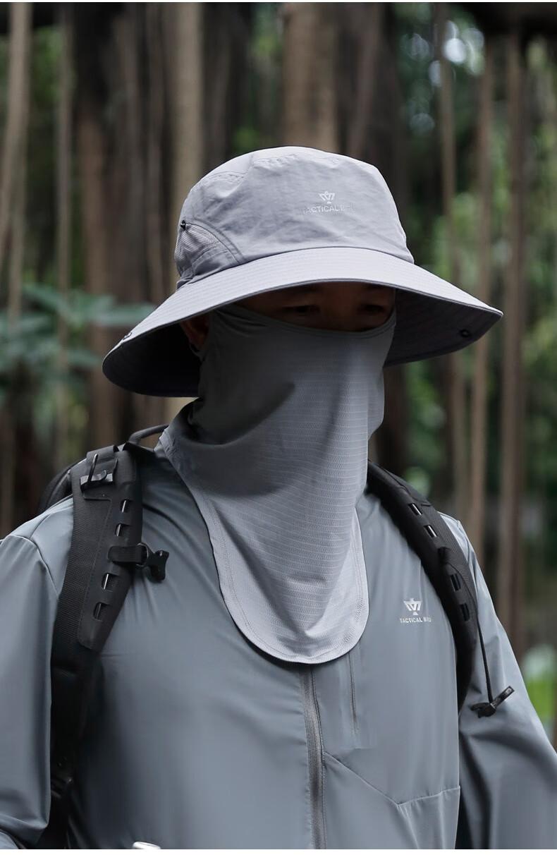 ZHANSHUNIAO Wide Brim Loose-Fit Sun Protection Full Face Mesh Mask UV Protection Ice Silk Neck Gaiter for Men Fishing Cycling 8
