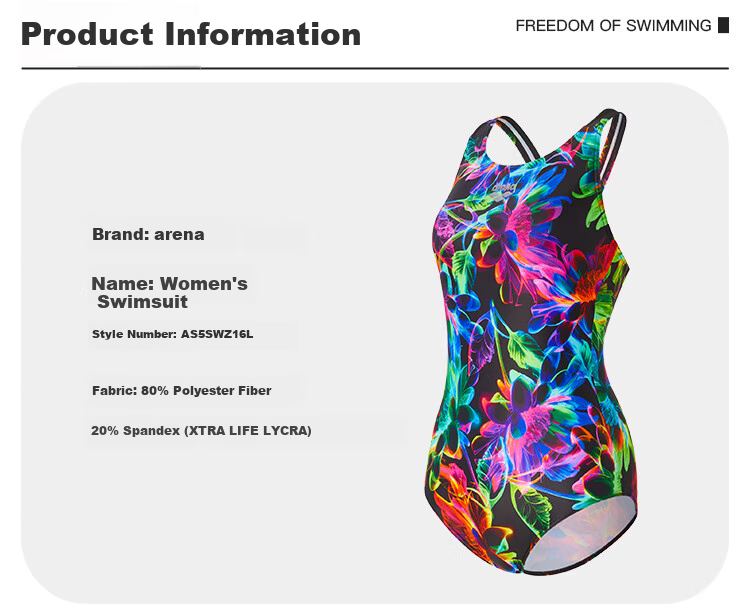 Arena Women's Sleeveless One-Piece Triangle Swimsuit, Backless, Slimming, Comfortable, Form-Fitting, Suitable for Hot Springs, Swimming Training, Professional Chlorine-Resistant 9