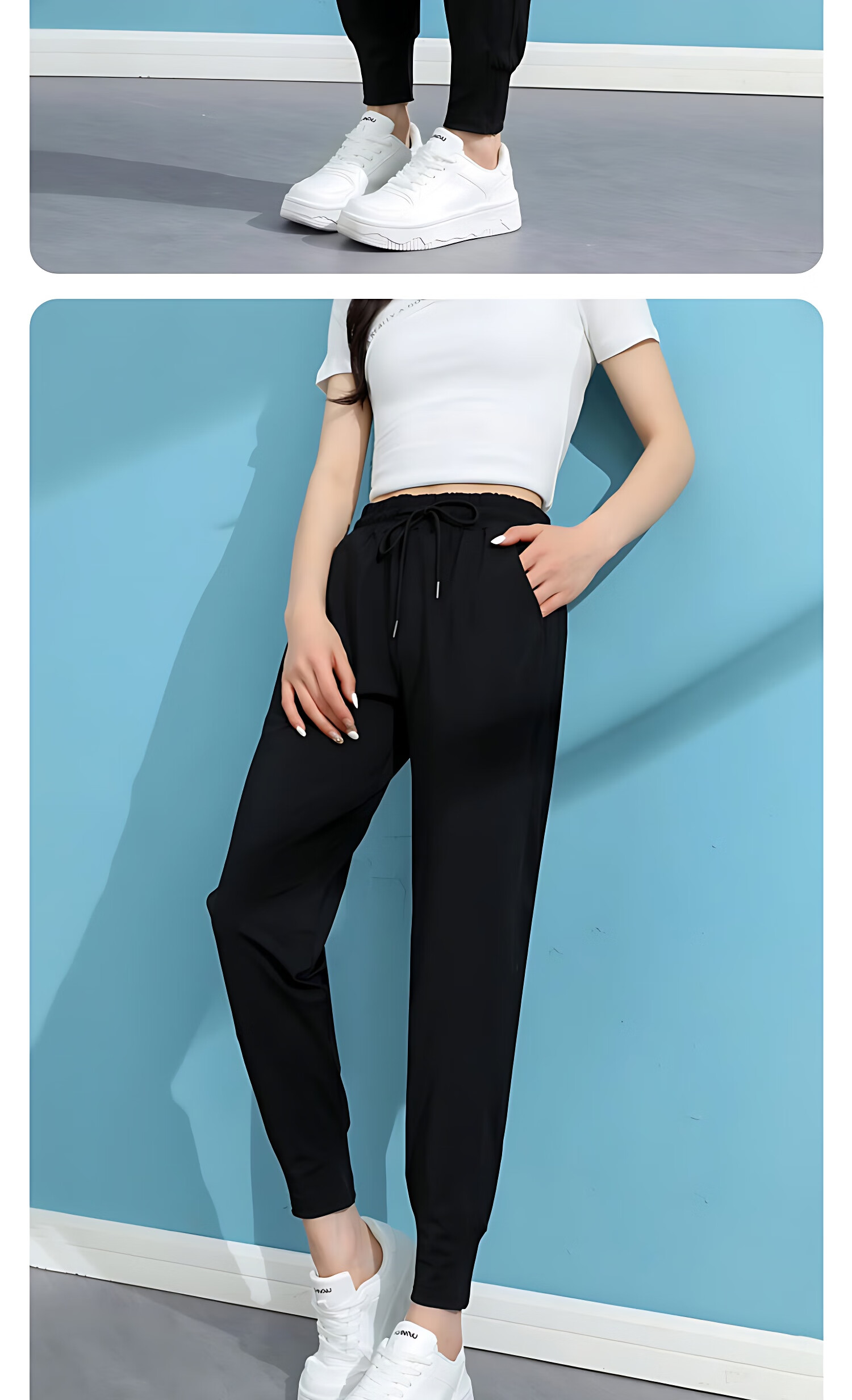 LangSha Ice Silk Sports Pants for Women, Summer Lightweight Loose Casual Pants, Harem Joggers, Black Slimming Quick-Dry Women's Trousers 14