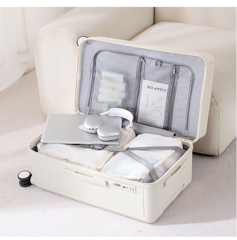 Lee High-Quality Large-Capacity Thickened Suitcase, Trolley Case, Travel Luggage, Password Lock Box, Aurora White, 28 Inches 25