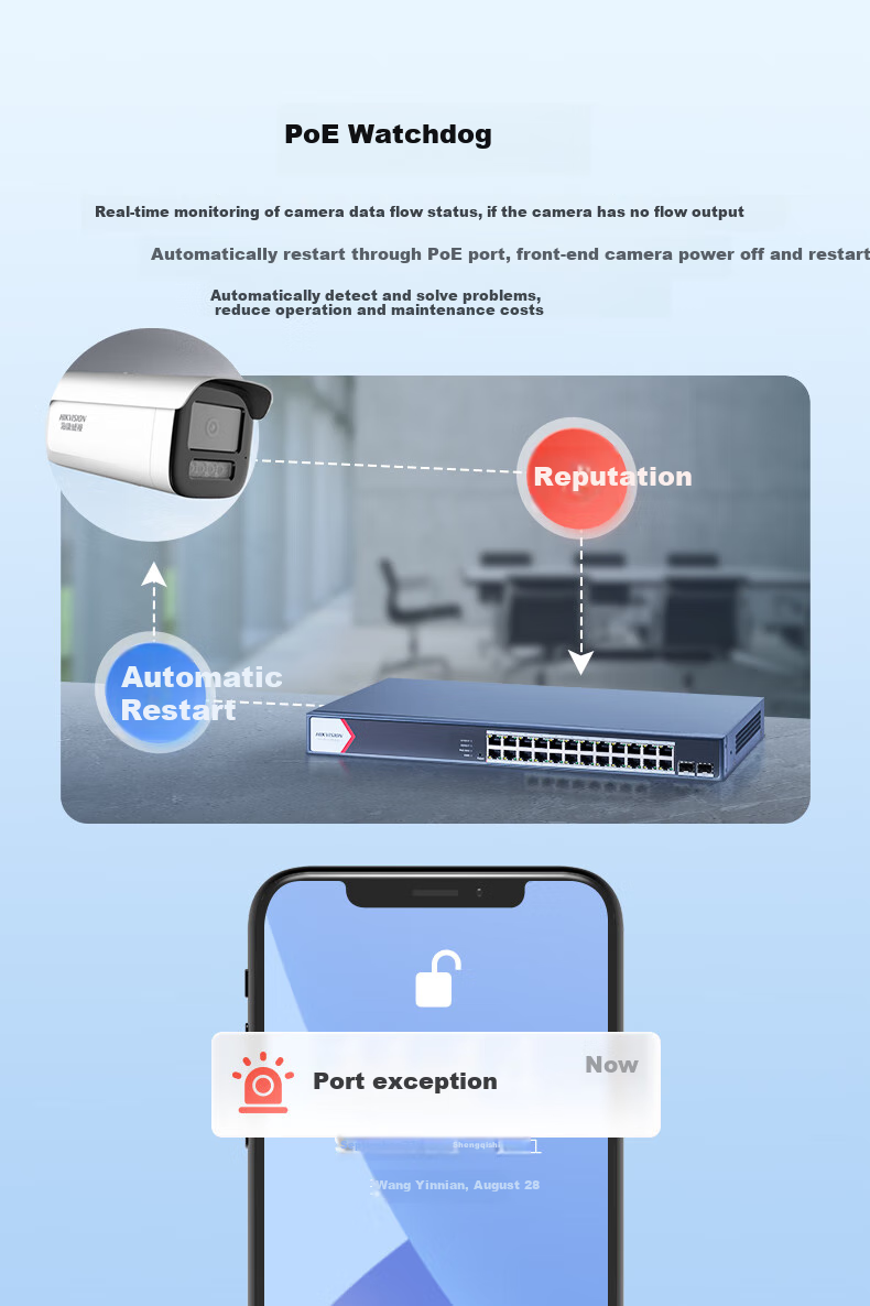 HIKVISION, Full Gigabit 26-Port POE Switch, Extends Network Cable Transmission, Network Monitoring Splitter, [Cloud Management 24-Port POE + 2 Optical] 3E1526P-E/Q 2