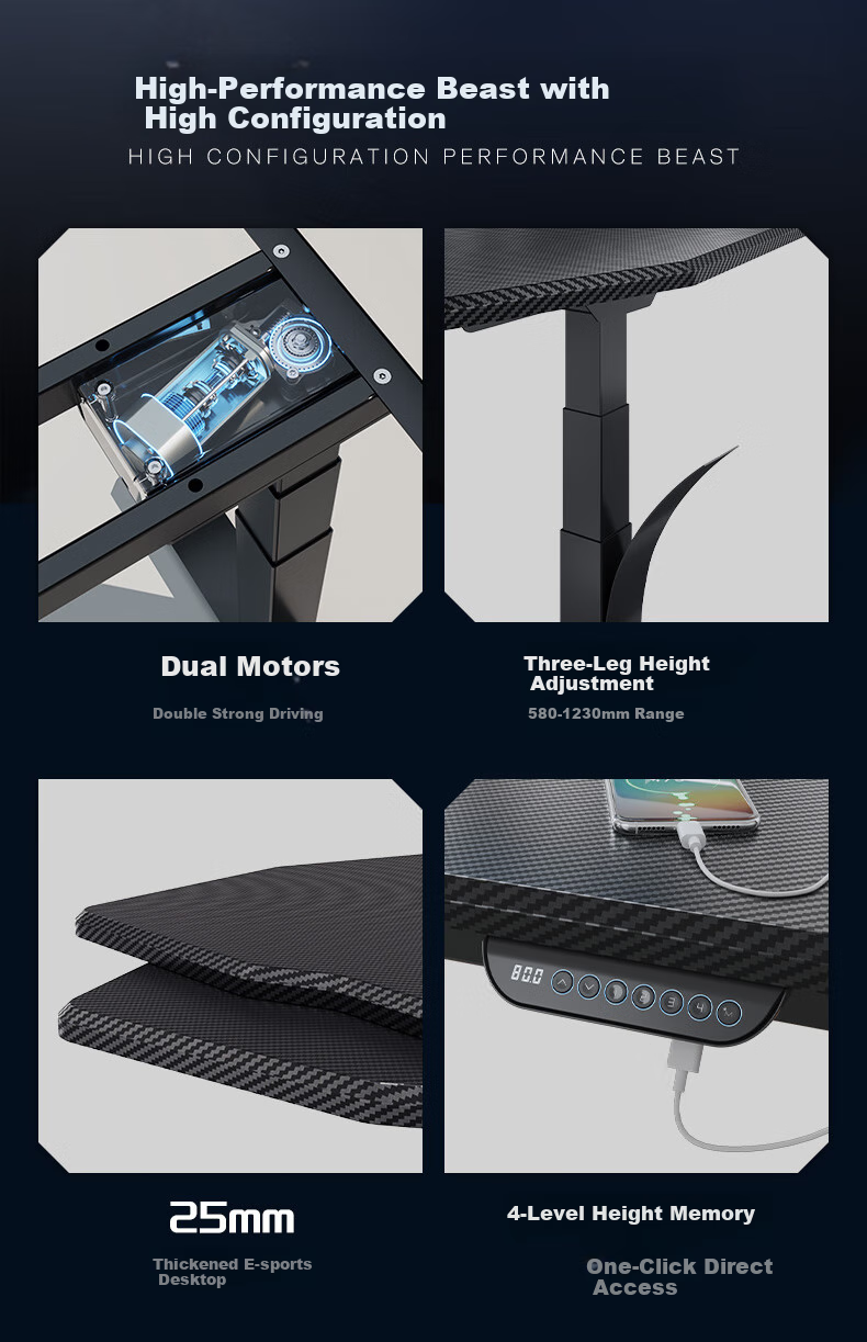 Loctek Black Knight MAX Gaming Desk, Electric Height Adjustable Computer Desk, Standing Desk, 1.4m, Rubberwood 5
