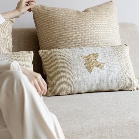 Rinoart Moroccan Knitted Embroidery "Peace Swallow" Wheat Ear Pattern All-Season Skin-Friendly Hugging Pillow, 30x50cm