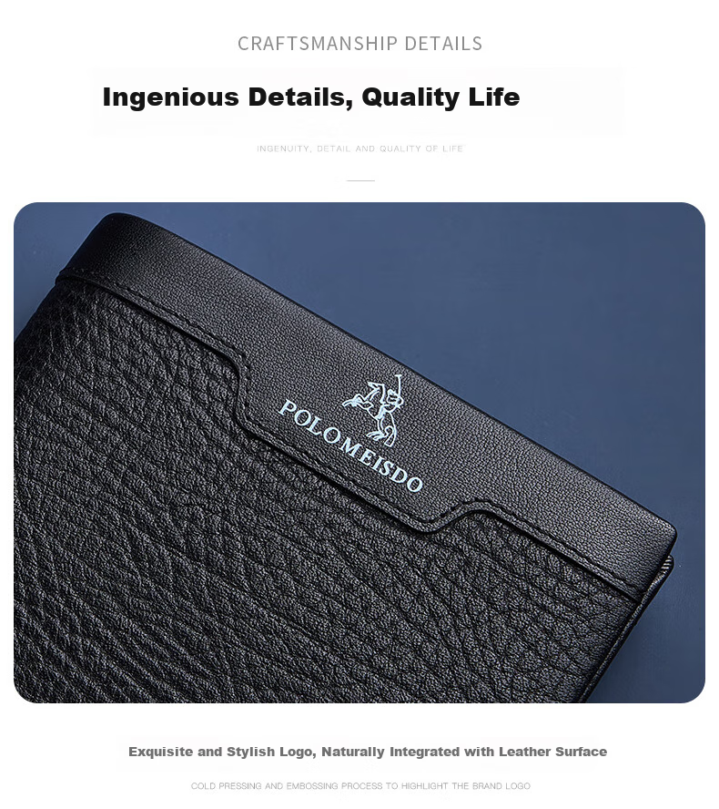 POLOMEISDO Men's Wallet, Cowhide Short Style, Multi-Card Slots, Gift Box, Self-Operated Birthday Gift for Boyfriend, Husband, Father 5