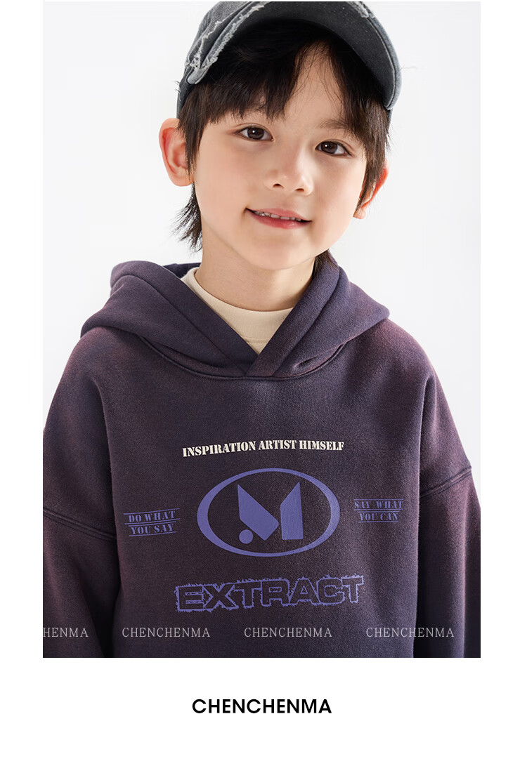 Chenchen Mom Gradient Parent-Child Gradient Color Hooded Fleece Sweatshirt 6762D 18