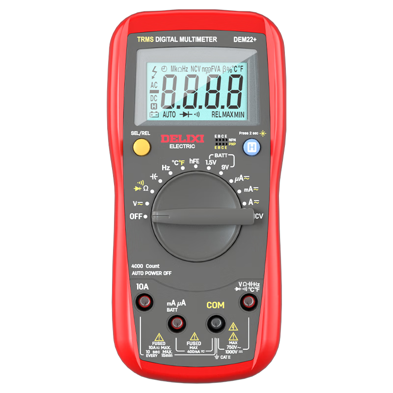 Delixi Electric High-Precision Digital Multimeter Multifunctional Auto-Ranging Electrician Meter DEM22+