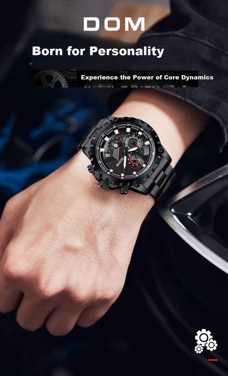 DOM Black Knight Watch, Men's Fully Automatic Mechanical Style, Luminous, Top Ten Brand Watches, New Year's Eve Gift for Boyfriend 1
