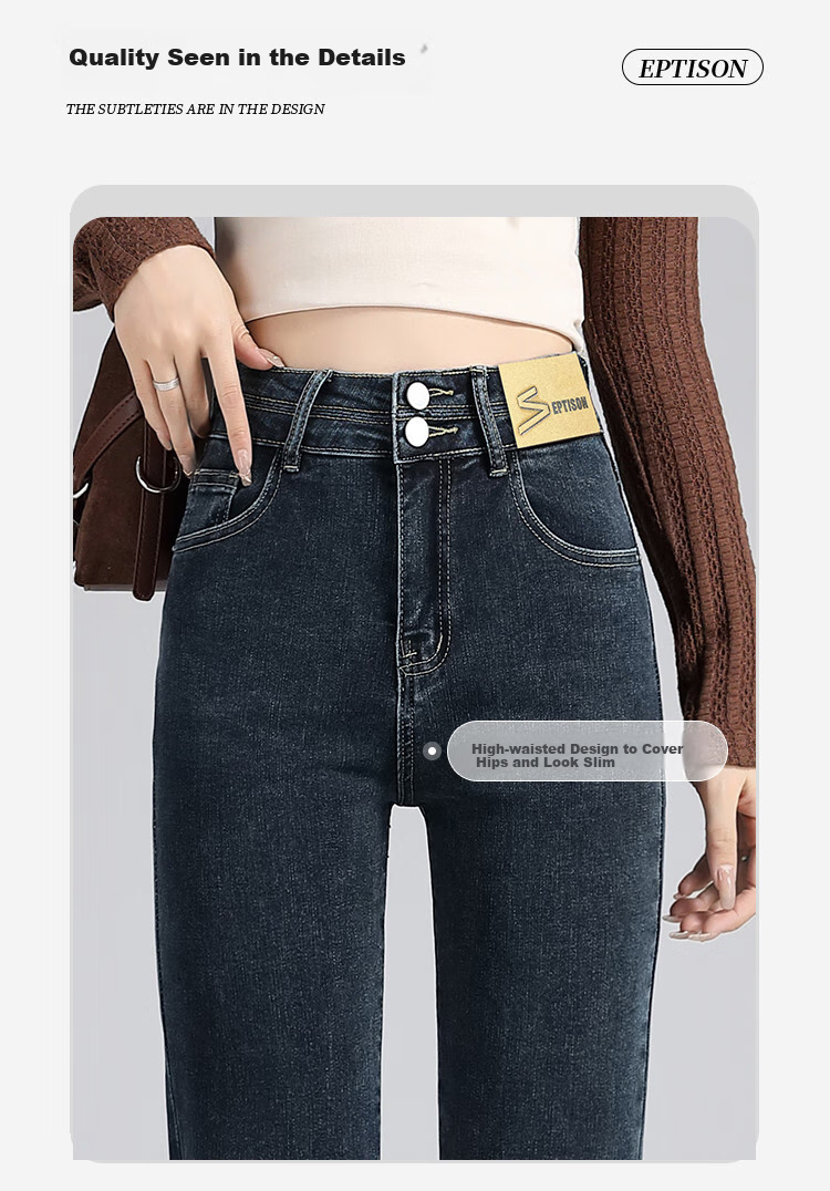Yipintiancheng Vintage Slim-Fit Versatile High-Waisted Jeans for Women, 2025 Autumn Elastic Comfortable Slimming Heightening Straight-Leg Pants for Wome 1