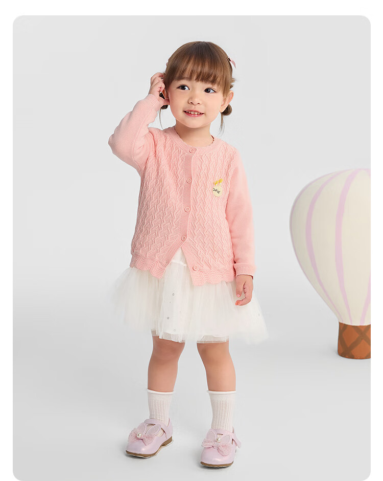 Balabala Kids Baby Sweater Girls Jacquard Cardigan 2025 Autumn Knit Sweet Little A-Line 208325103005 11