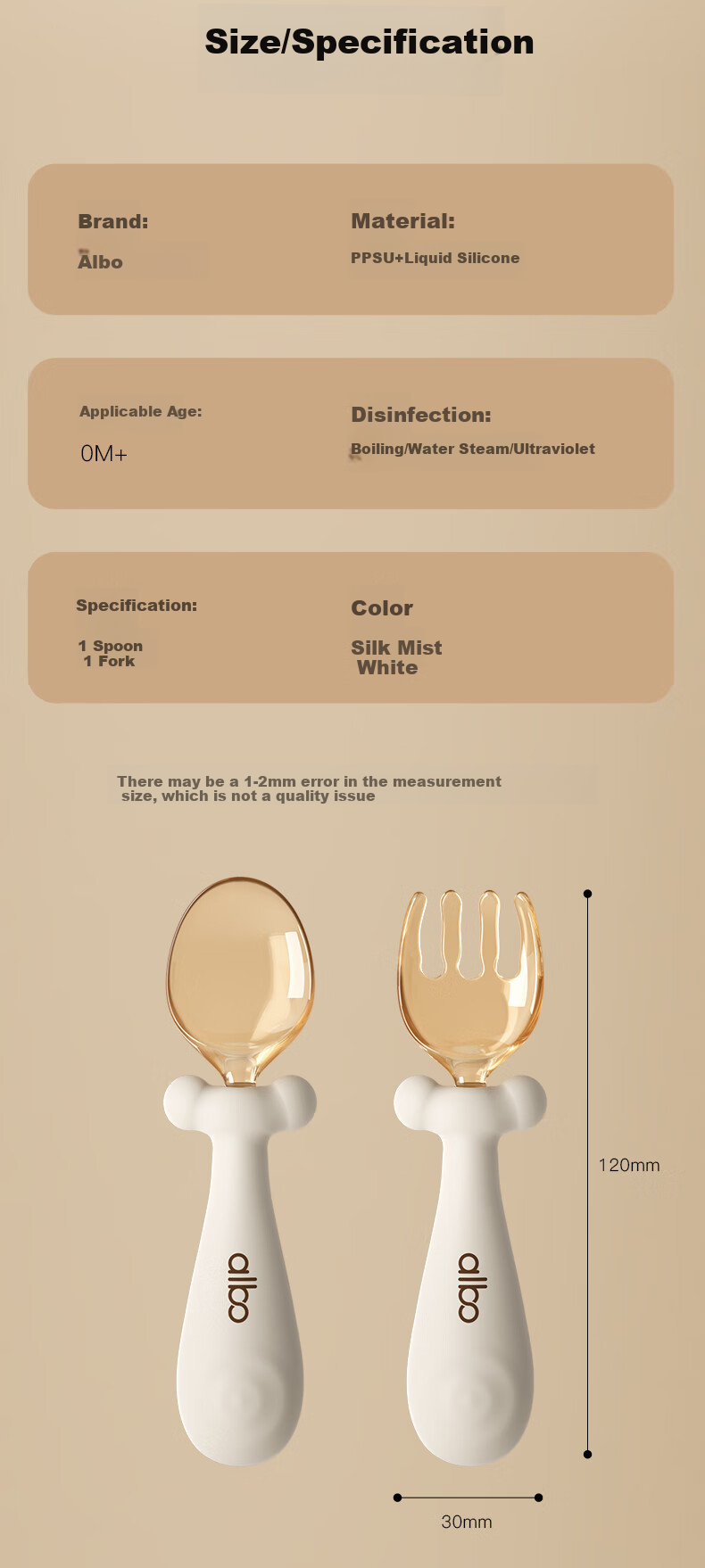 Albo Baby Training Spoon PPSU, Infant Feeding Fork, Bent Spoon for Complementary Food, Children's Tableware Set 11