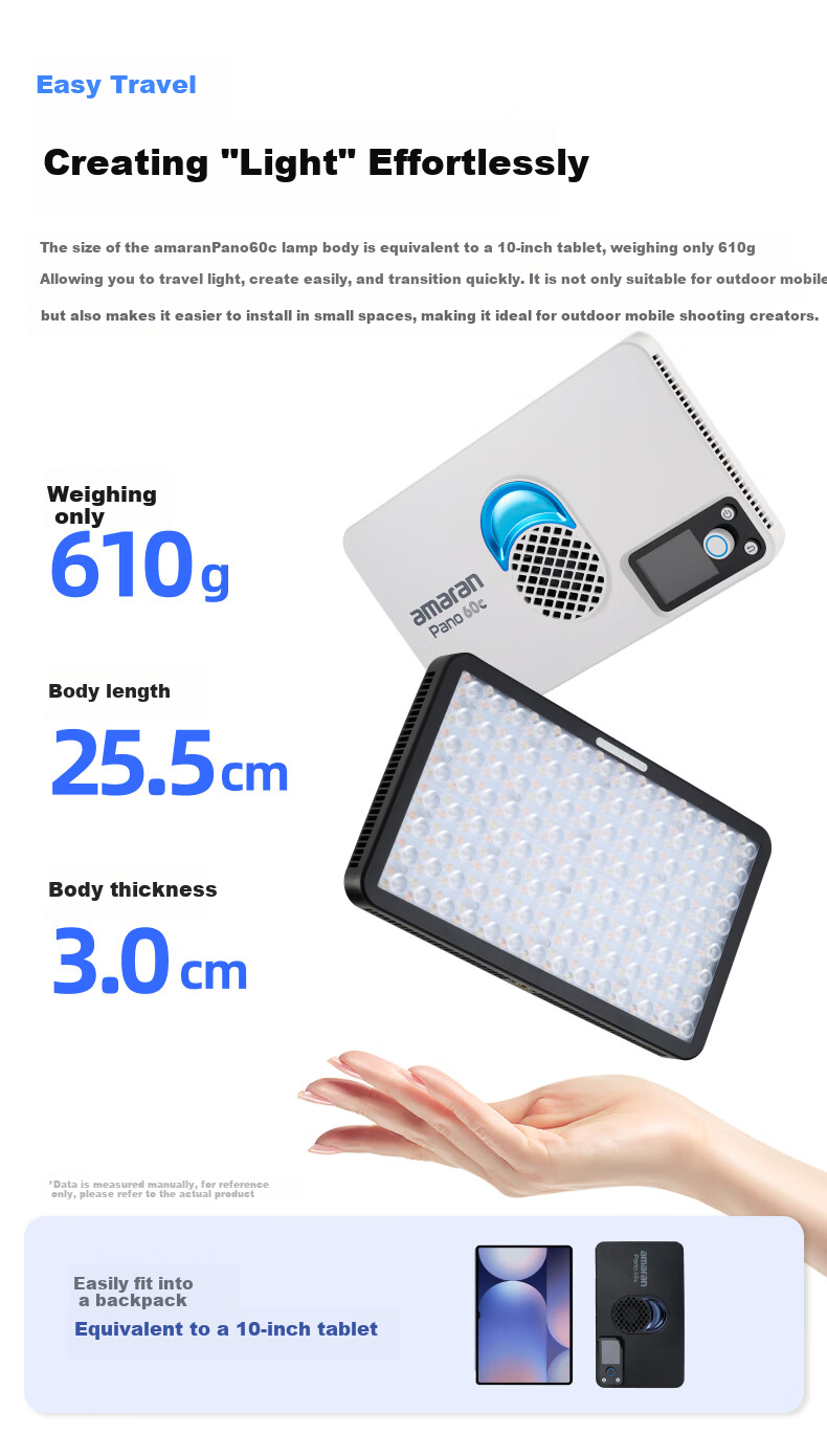 Aputure Pano 60c, Live Streaming Fill Light, Photography Light, 60W Outdoor Portable Handheld Full-Color Panel Light 5