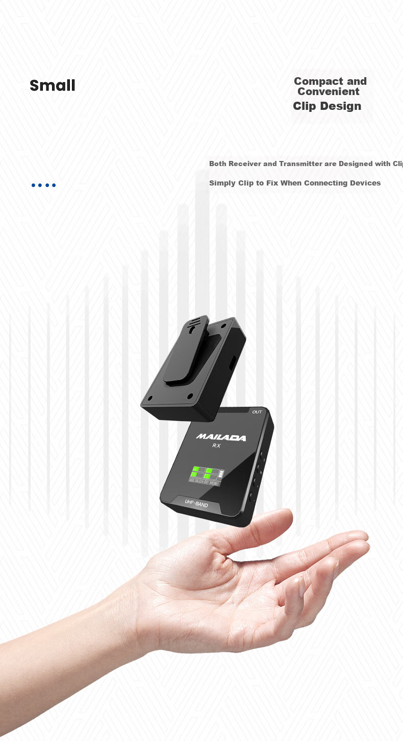 Mailada S900Q Wireless Lavalier Microphone, Wireless Microphone Clip-On, Mobile Phone Live Streaming Speaker Equipment, DSLR Camera Sound Pickup Microphone, One-To Interview Microphone, Recording Microphone 7