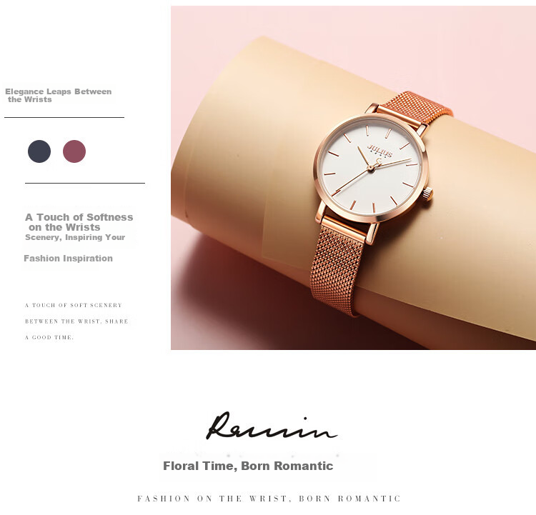 Julius Women's Watch, Fashionable Student Simple Elegant Trendy Waterproof Quartz Ladies Watch, Rose Gold White Face JA-1164LC 8