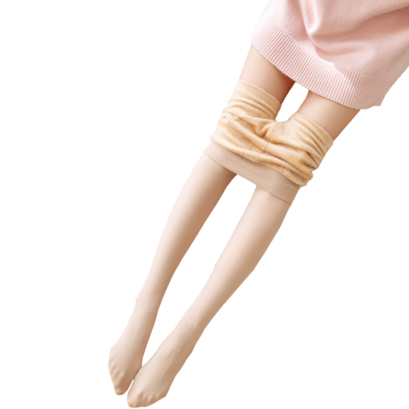 LangSha Women's Leggings, Autumn Fleece-Lined Thick Seamless Skin-Colored Tights, Warm Pants for Outdoor Wear