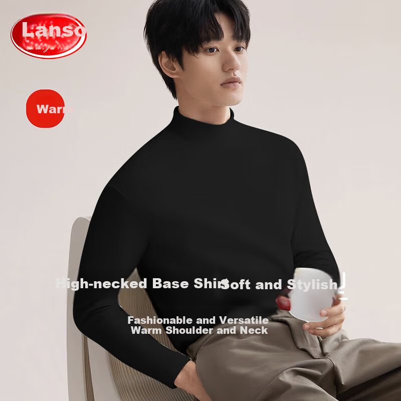 LangSha Men's Basic Undershirt, Spring And Autumn High Collar Solid Color Long Sleeve Undershirt, Slim Fit Inner Layer for Me