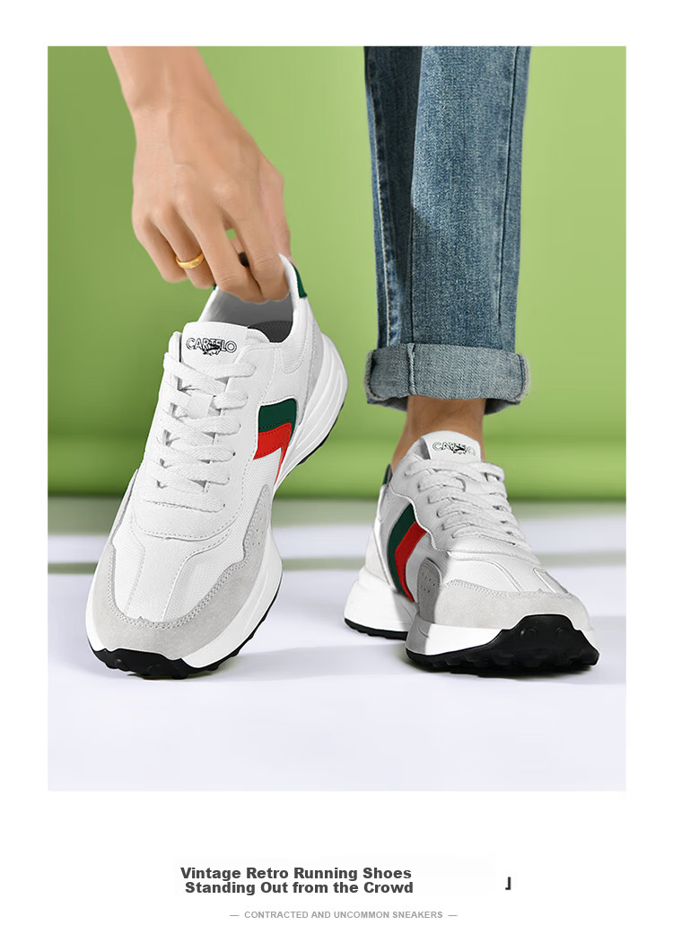 CARTELO Men's Casual Shoes, Breathable Trendy Versatile Travel Shoes, Men's Running Sneakers QH8038 White-Gray 41 3