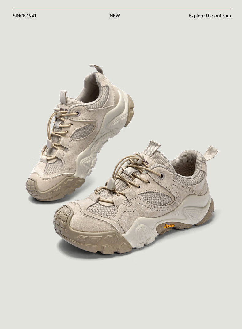 Jeep Women's Ugly Cute Hiking Shoes Autumn Winter Outdoor Breathable Thick Sole Non-slip Lightweight Sports Shoes Black Gray Size 40 13