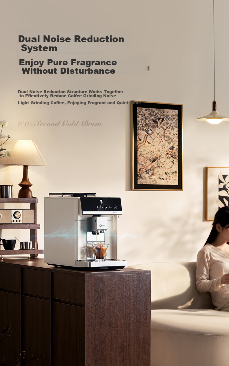 Midea [Flagship Master] Fully Automatic Coffee Machine with Cold And Hot Dual Extraction, All-In Grinder, Home And Office Use, Italian Espresso Milk Frother, Bean Grinder, Large Color Screen Touch Control MA-ACX30 16