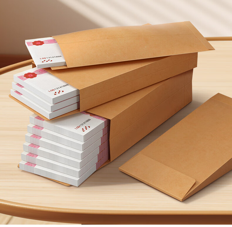 Sanyi Document Cash Envelope Kraft Paper Cash Storage Bag Thickened Small Cash Bag 7020 (10 Pieces) Fits Up to 10,000 Yuan 1