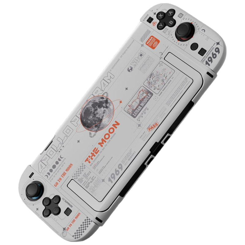 Jixiang Nintendo Switch 2nd Generation Protective Case, NS2 Moon Landing Plan White Base Case, Detachable Protective Case, Shockproof Hard Shell, Controller Case for Switch 2nd Generatio