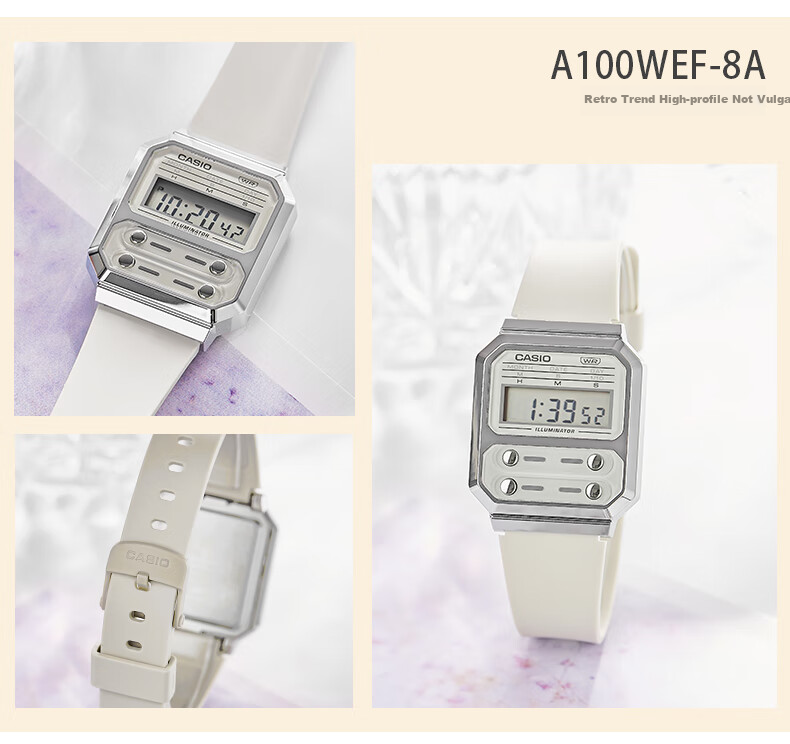 CASIO Watch, Unisex Digital Display Classic Square Electronic Couple Watch, A100WE-7B 14