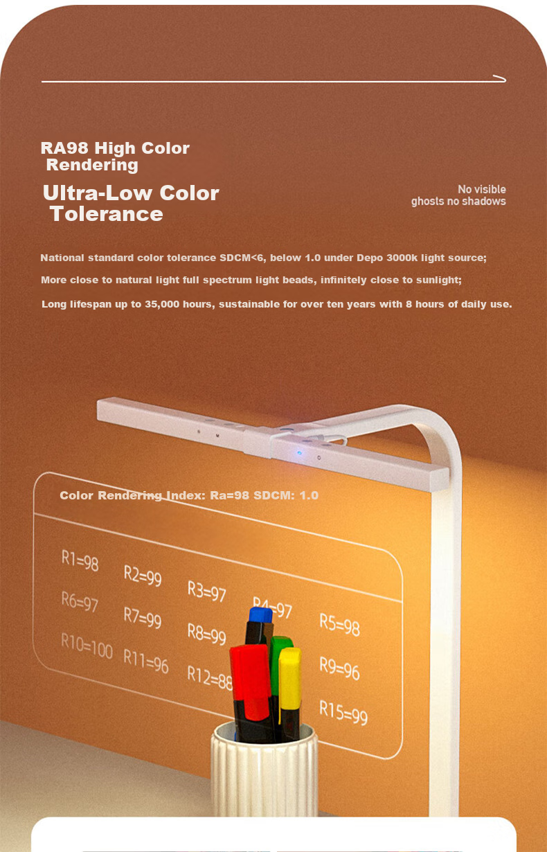 Dpdupi Eye Protection Lamp for Study, Reading, Homework, Students And Children, Smart Screen-Friendly Desk Lamp with Intelligent Lighting to Protect Visio 15