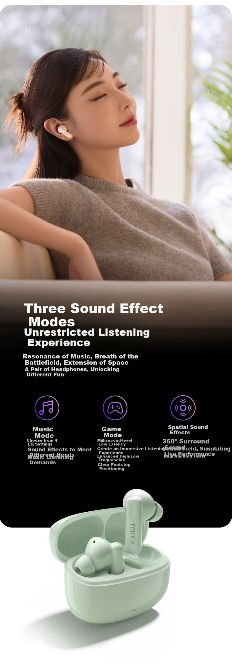 EDIFIER Lolli Pro 3i Active Noise Cancelling Bluetooth Headphones, Bluetooth 6.0 AI Translation, Compatible with Apple, Huawei, Xiaomi, OPPO Phones, Forest Gree 8