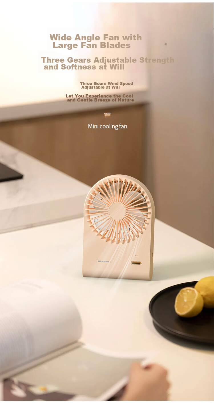 Newmine Mini Desktop Fan, Portable Wall-Mounted Fan, Compact Electric Fan for Office, Student Dorm, Bedside, Powerful Handheld Small Fan, White 9